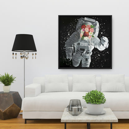 Toile « Rêver de l'espace » | Décoration murale encadrée grise