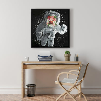 Toile « Rêver de l'espace » | Décoration murale encadrée grise