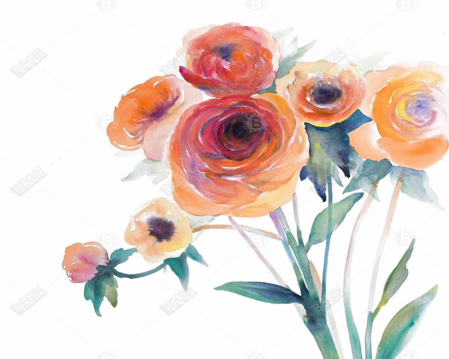 Watercolor flowers - 14"x18" Polyester Placemat
