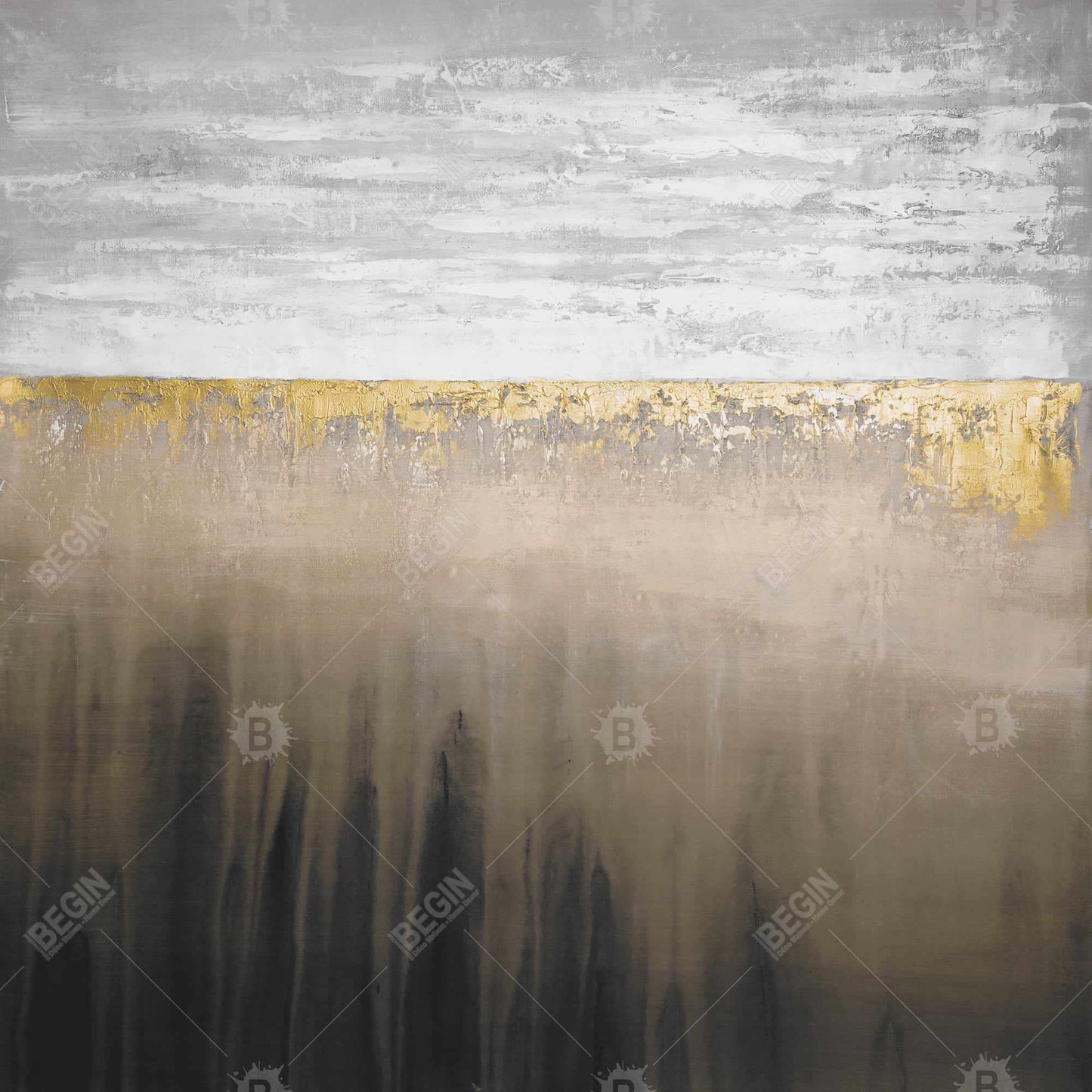 Dorure - Toile contemporaine encadrée d'or pour décoration de chambre