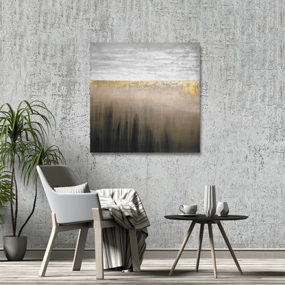 Gilding Gold Abstract Shapes Canvas | Elegant Home Decor