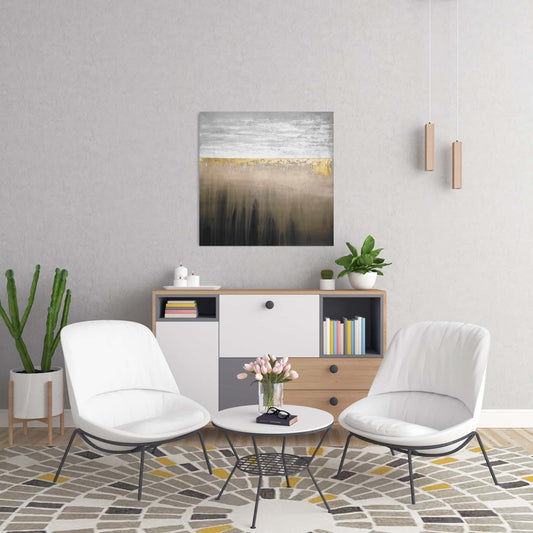 Gilding Gold Abstract Shapes Canvas | Elegant Home Decor