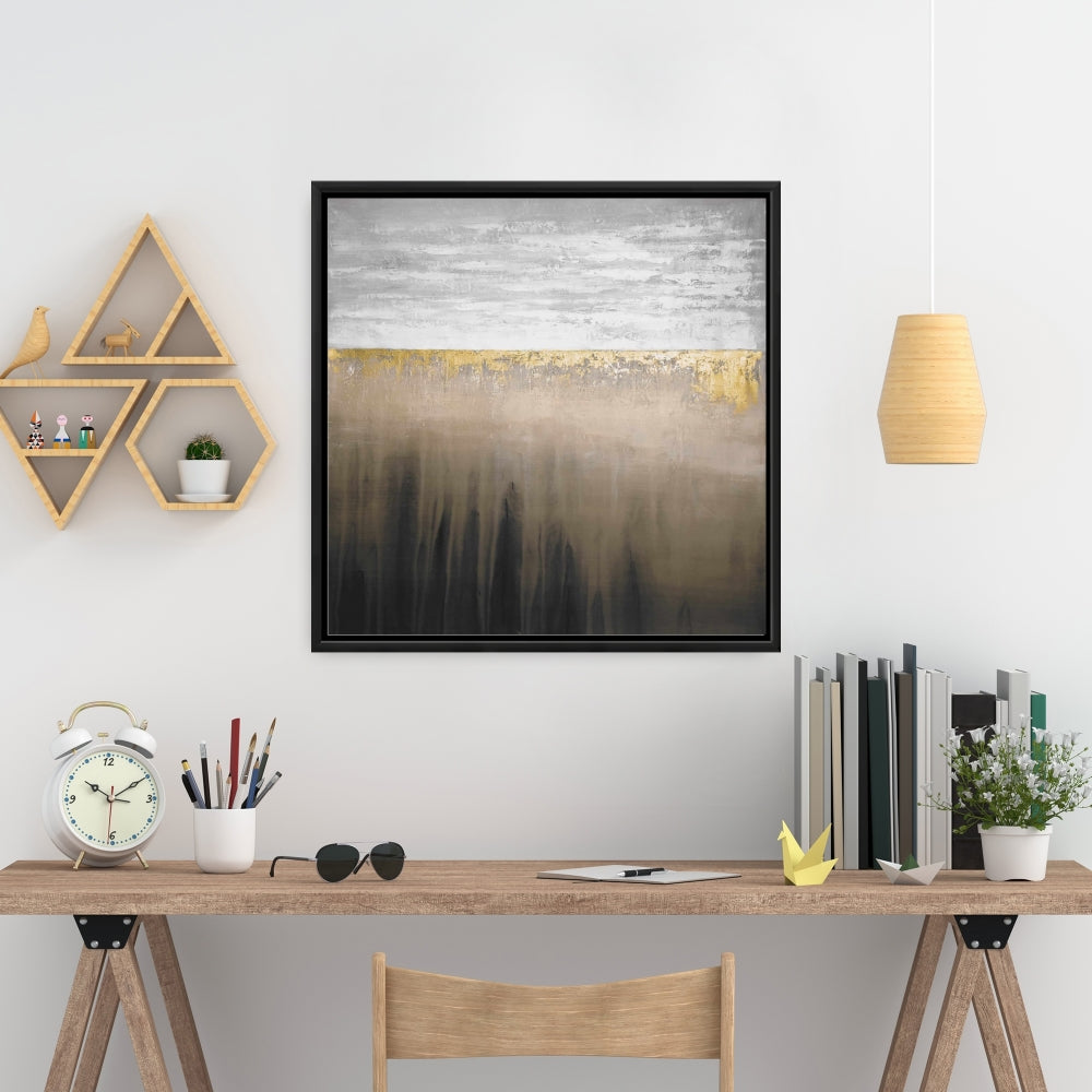 Dorure - Toile contemporaine encadrée d'or pour décoration de chambre