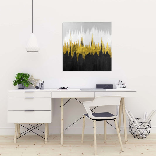 Golden Zigzag Canvas - Abstract Bedroom Wall Art Decor