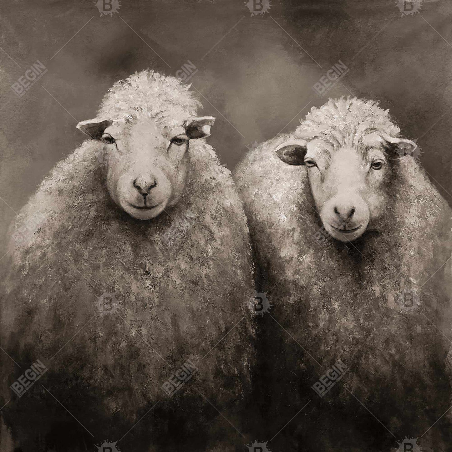 Sheep Sepia Canvas - Farm Animal Art for Home Decor