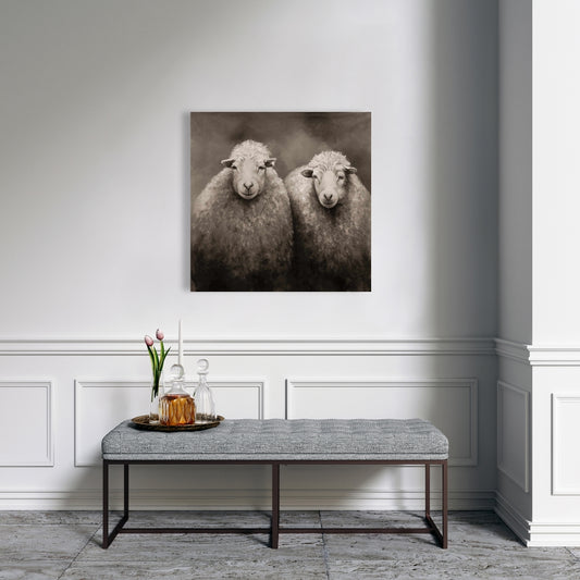 Sheep Sepia Canvas - Farm Animal Art for Home Decor