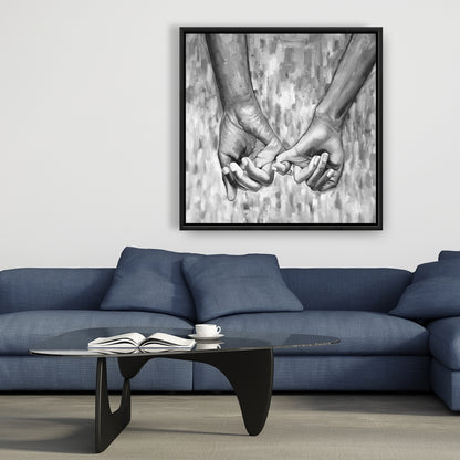 Toile encadrée grise figurative monochrome connectée - Décoration d'intérieur