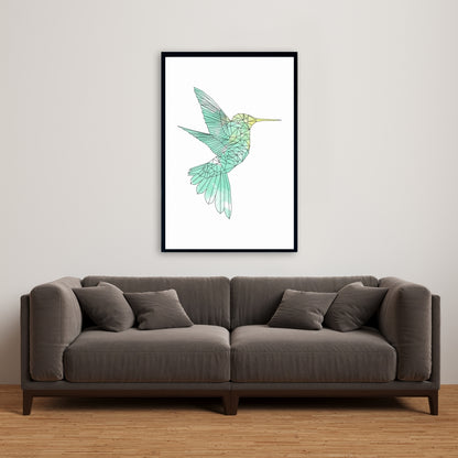 Toile géométrique Colibri | Décoration d'intérieur aux formes animales