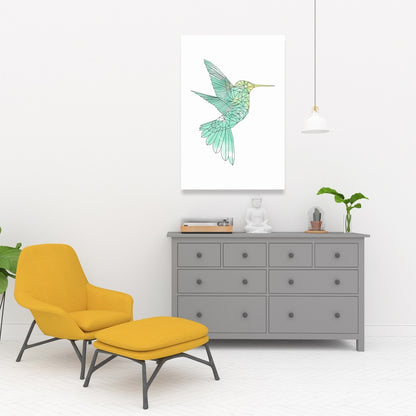 Geometric Hummingbird Canvas - Shapes Animals Home Decor