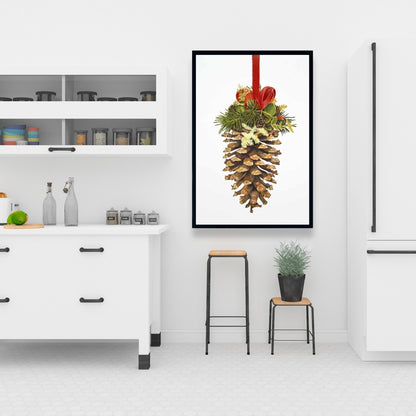 Rustic Christmas Pine Cone Canvas | Kitchen Trees Home Decor