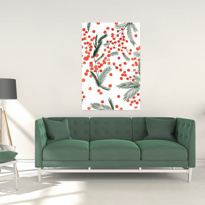 Mistletoe Leaf Minimalist Canvas | White Living Room Decor