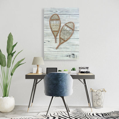 Rustic Brown Snowshoes Canvas - Perfect Living Room Decor