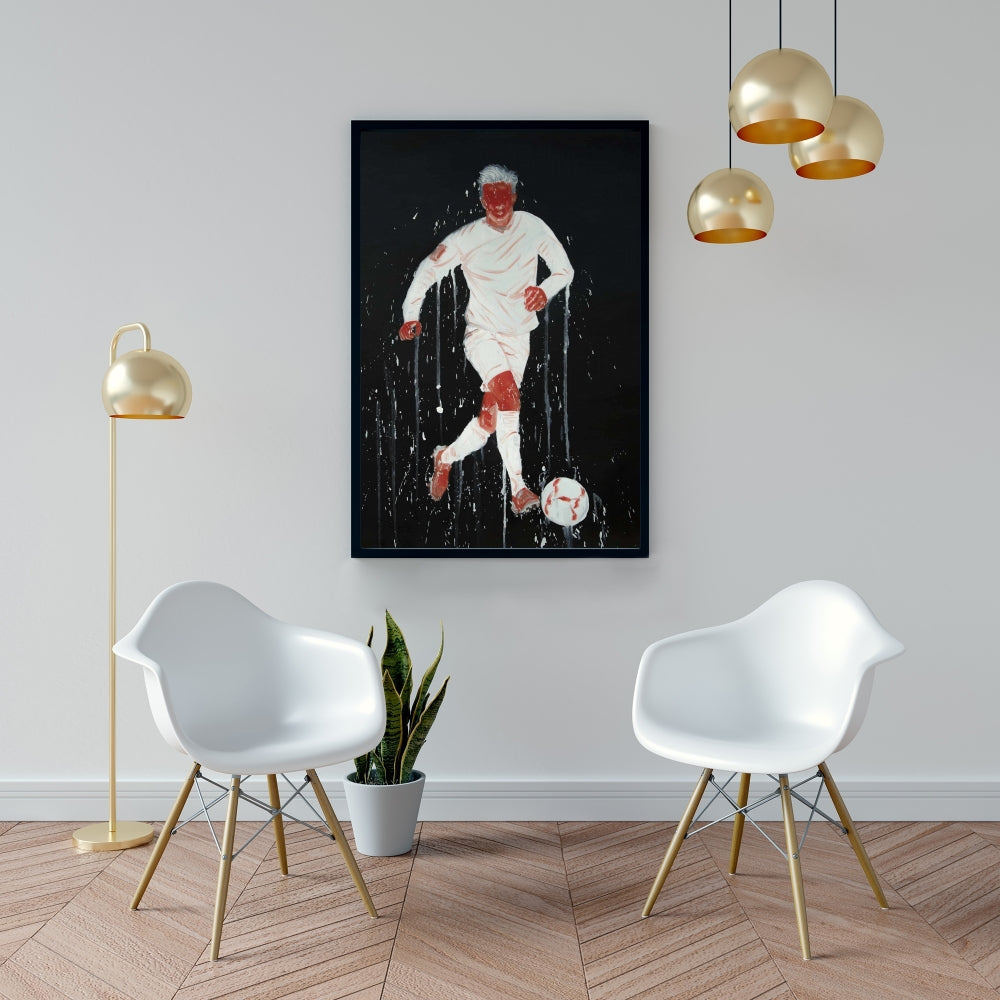 Toile encadrée moderne représentant un joueur de football | Décoration d'intérieur pour homme