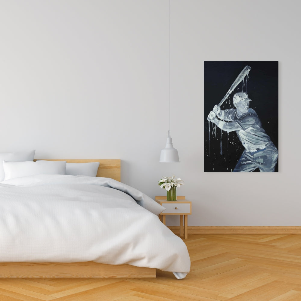 Toile de joueur de baseball | Décoration d'intérieur sportive américaine bleue