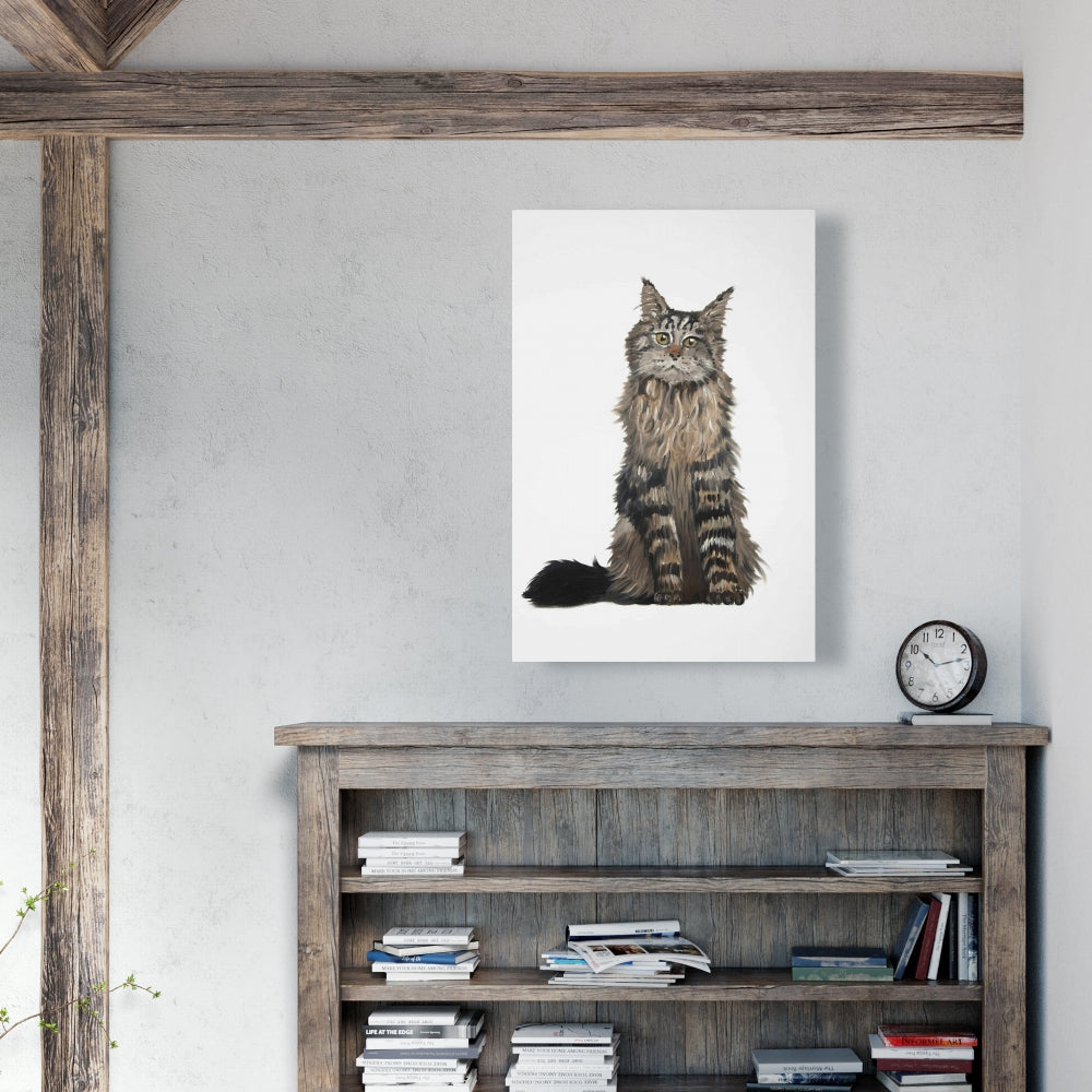 Maine Coon Cat Canvas - Illustrative Bedroom Decor Art