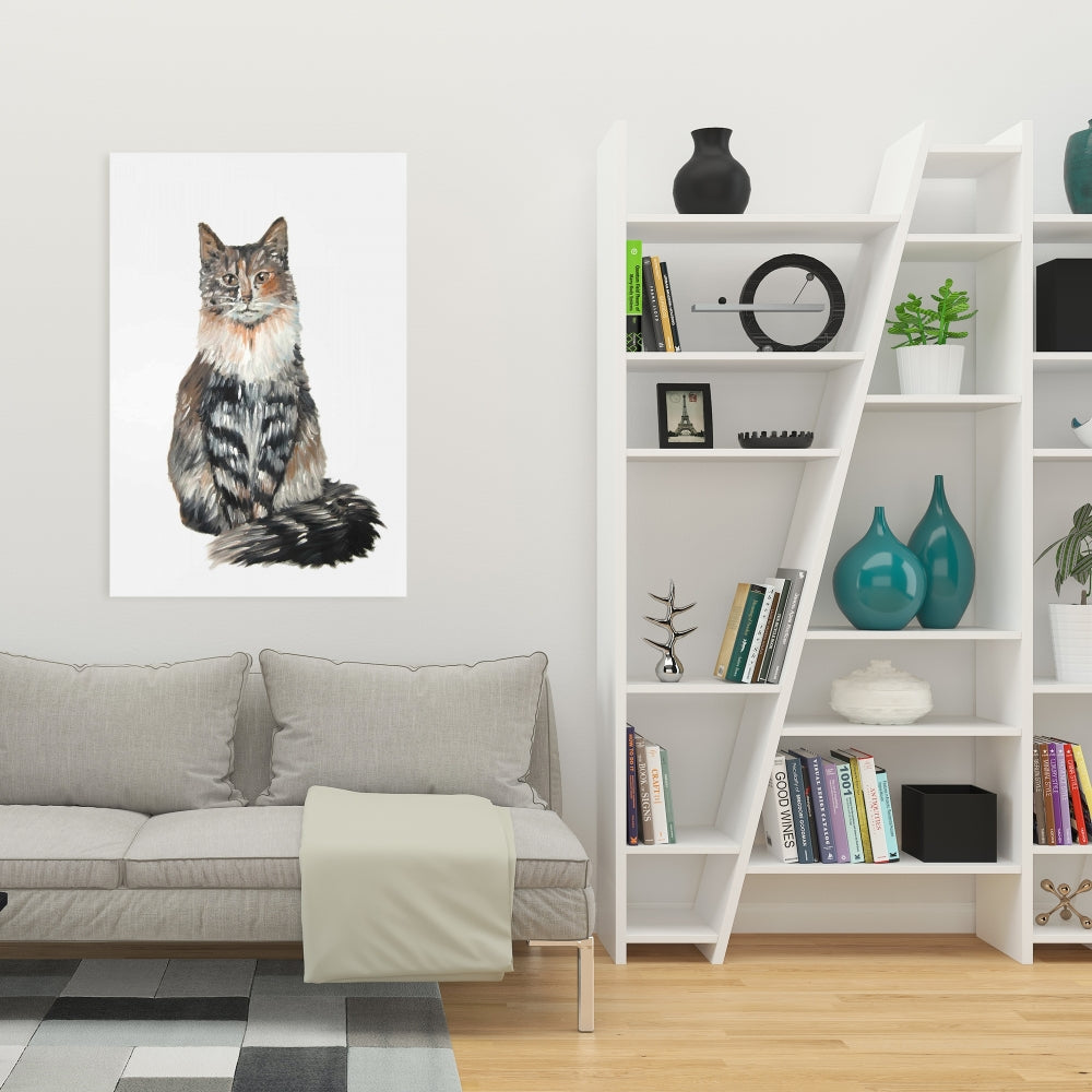Norwegian Forest Cat Canvas | White Animal Home Decor Art