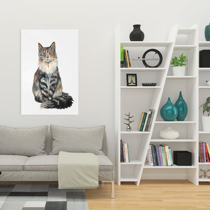 Norwegian Forest Cat Canvas | White Animal Home Decor Art