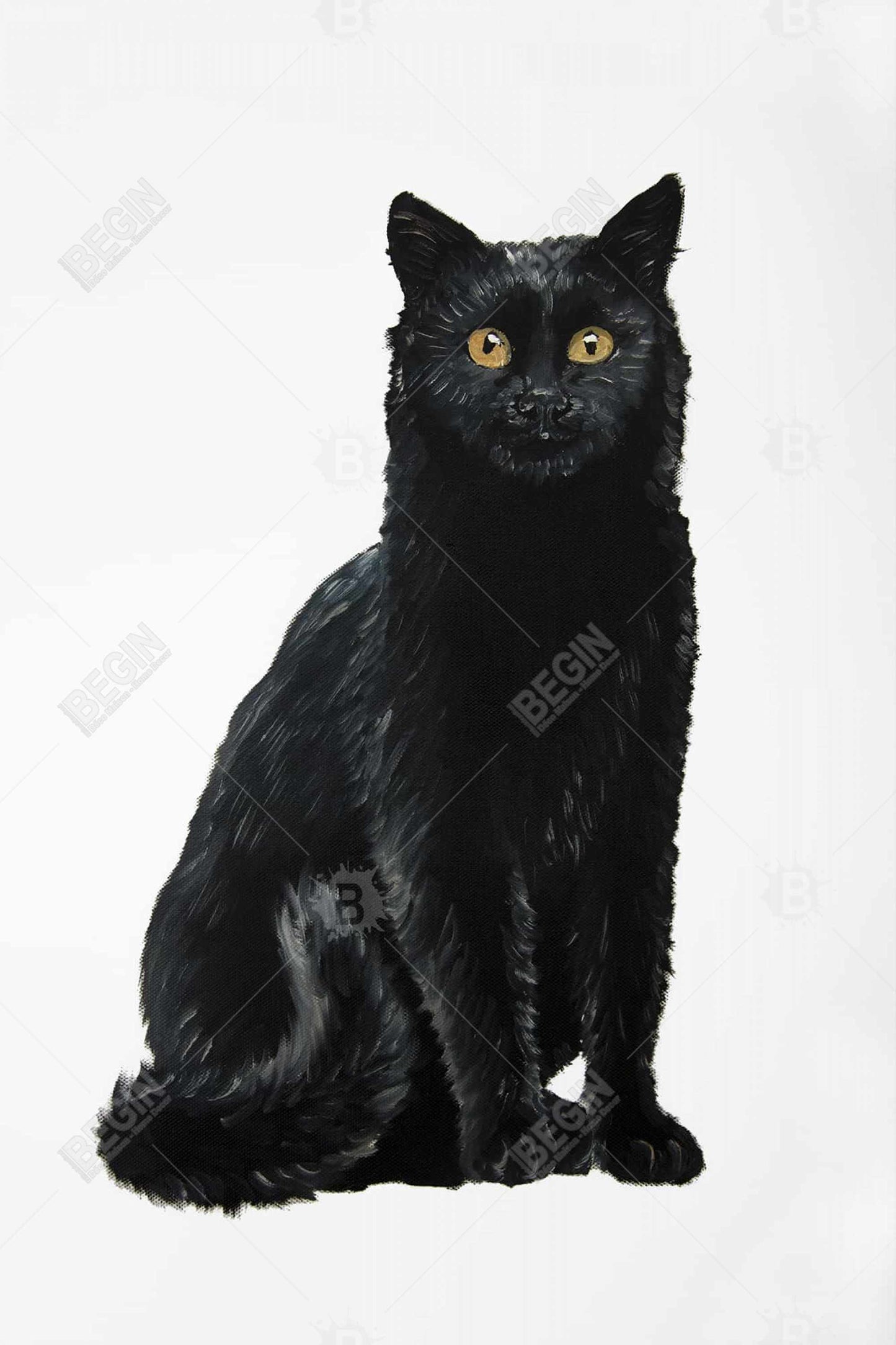 Black Cat Canvas | Illustrative Living Room Decor - Home Art