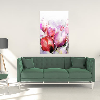 Abstract Blurry Tulips | Purple Botanical Canvas Home Decor