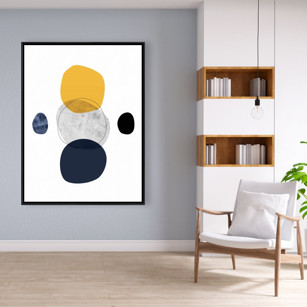 Blue Shapes Livingroom Framed Canvas - Spheres Home Decor