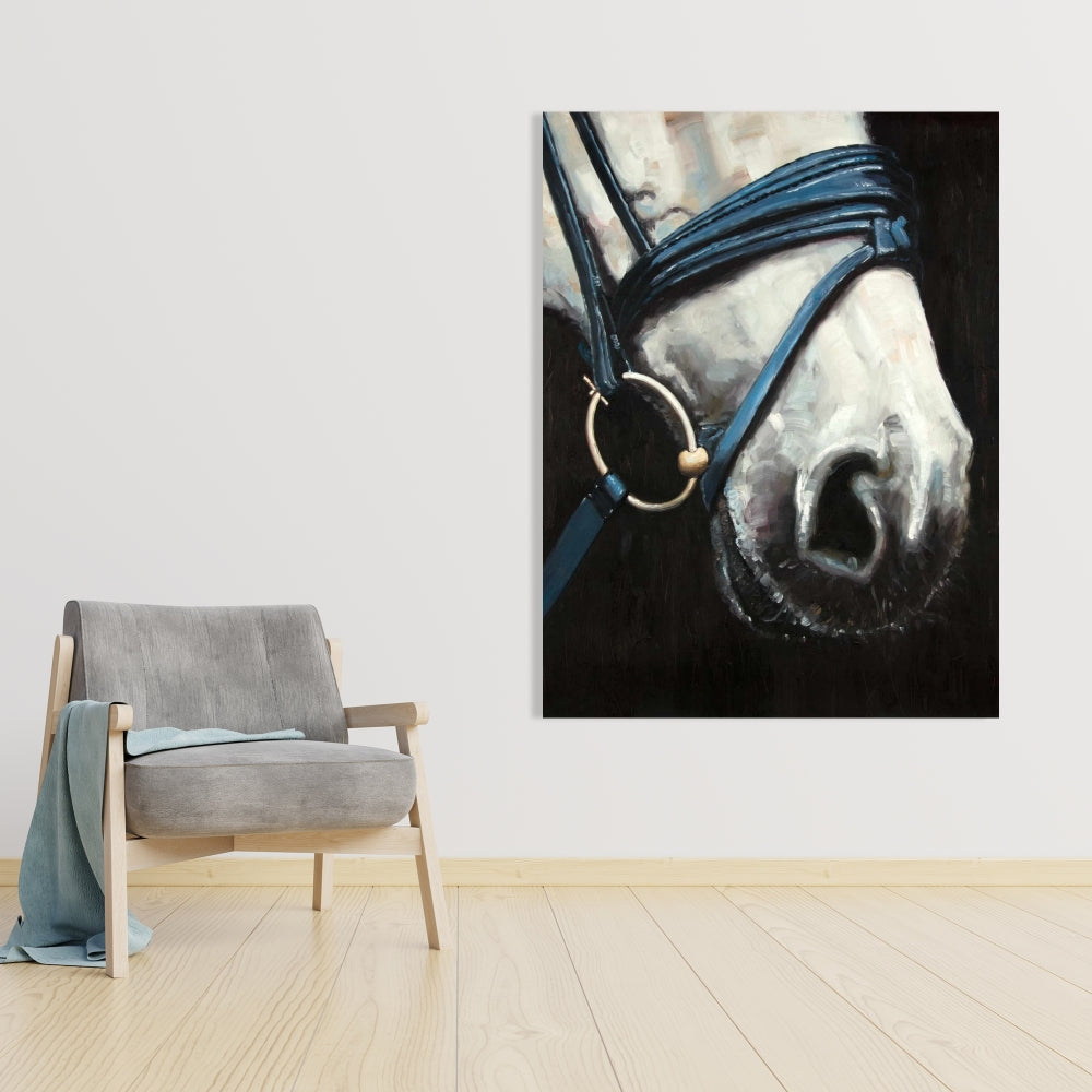 Horse with Harness Blue Canvas | Home Decor Bedroom Art