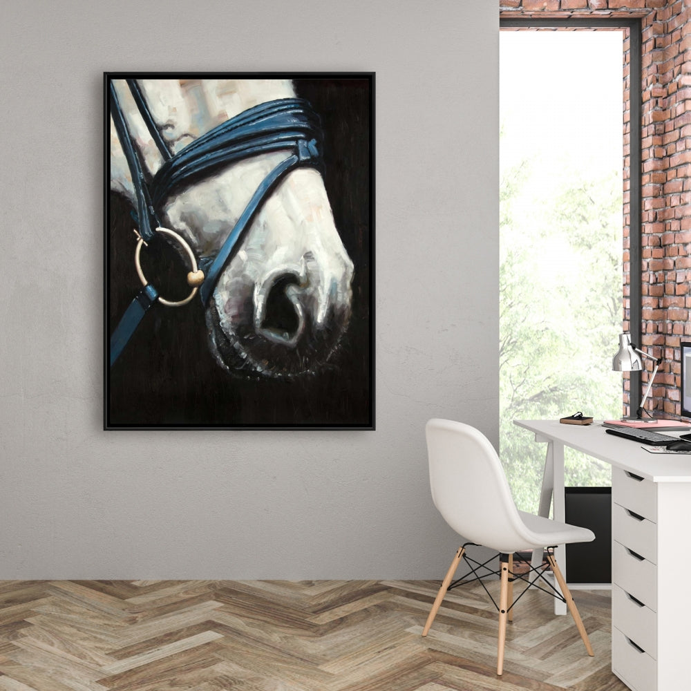 Horse with Harness Rustic Framed Canvas | Home Decor Art