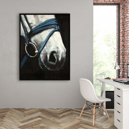Horse with Harness Rustic Framed Canvas | Home Decor Art