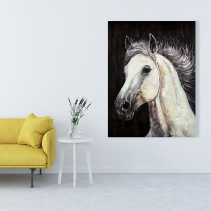 White Star Horse Canvas | Rustic Animal Art for Living Room