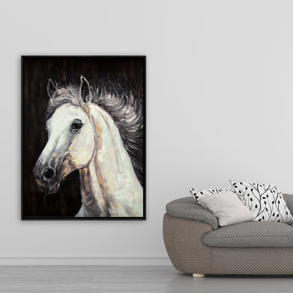 White Star Horse Canvas | Farm Animal Art for Living Room Decor