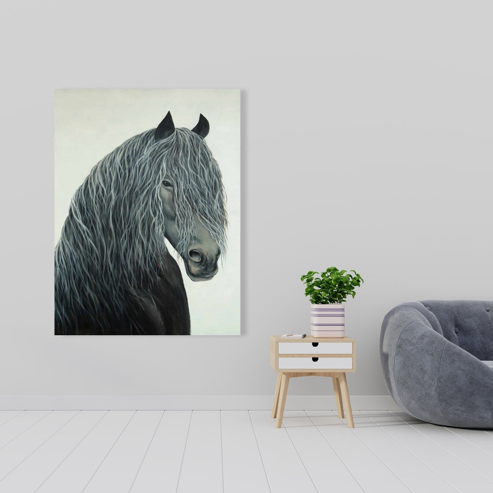 Wild Heart Horse Rustic Black Canvas | Bedroom Home Decor