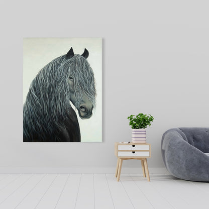 Wild Heart Horse Rustic Black Canvas | Bedroom Home Decor