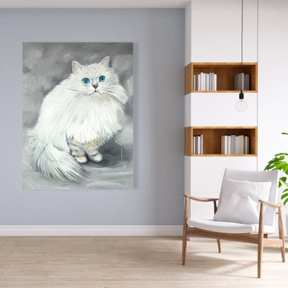 Chinchilla Persian Cat Canvas - White Bedroom Animal Decor