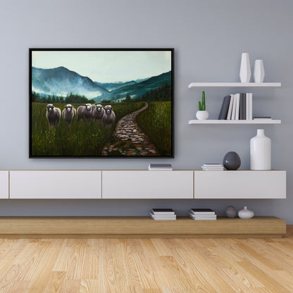 Rustic Sheep in Countryside Canvas | Farm Animal Home Decor