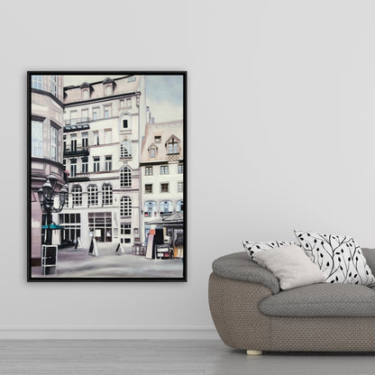 Hyperrealist Bedroom Canvas | Street Scene in Germany Decor