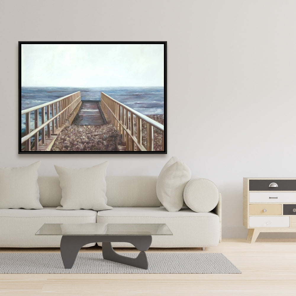 Relaxing Beach Coastal Bedroom Sea Framed Canvas - Home Decor