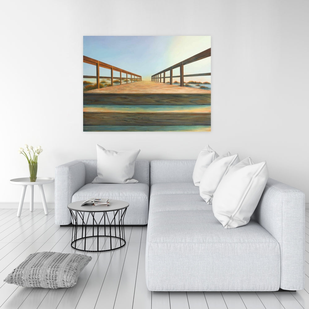 Footbridge Coastal Canvas | Marine Bathroom Decor Wall Art