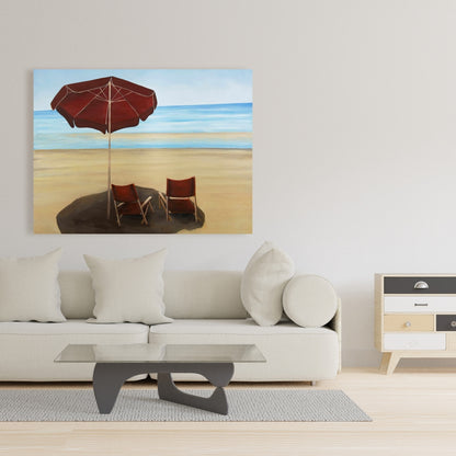 Coastal Sea Red Canvas - Relax at the Beach Home Decor