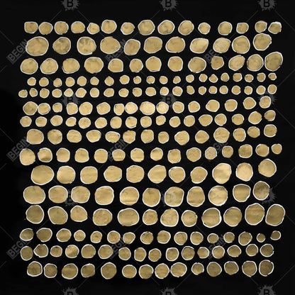 Black Abstract Dots on Gold Framed Canvas - Home Decor Art