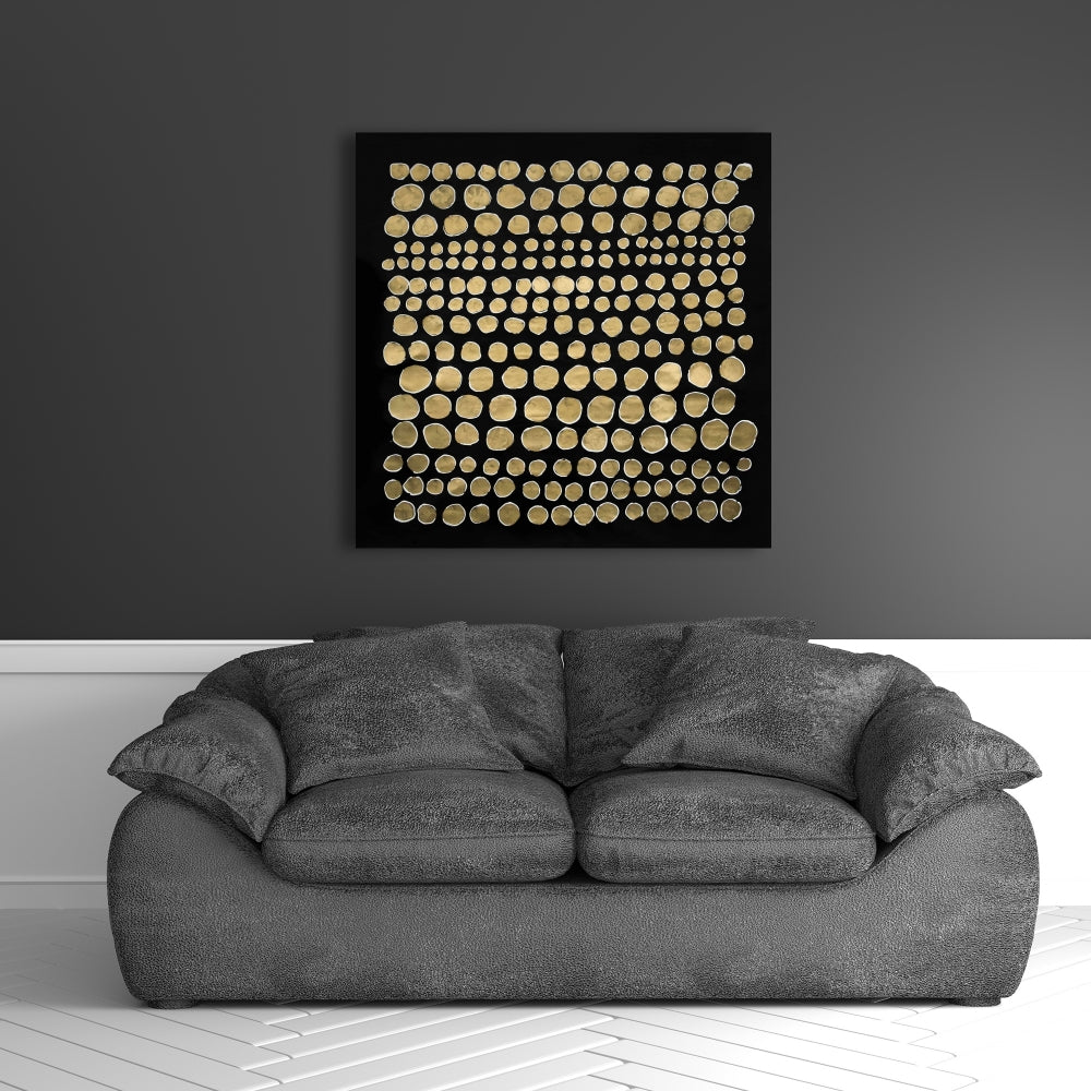 Dots on Gold Abstract Canvas | Living Room Wall Art Decor
