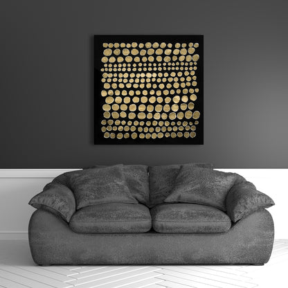 Dots on Gold Abstract Canvas | Living Room Wall Art Decor