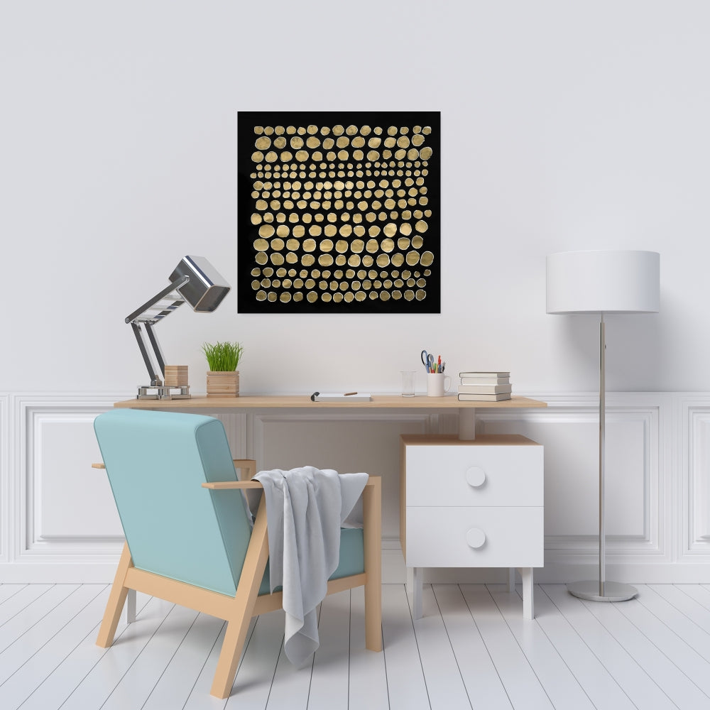 Dots on Gold Abstract Canvas | Living Room Wall Art Decor