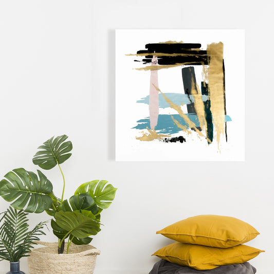 Pastel Stroke Shapes Abstract Blue Canvas | Home Decor Art