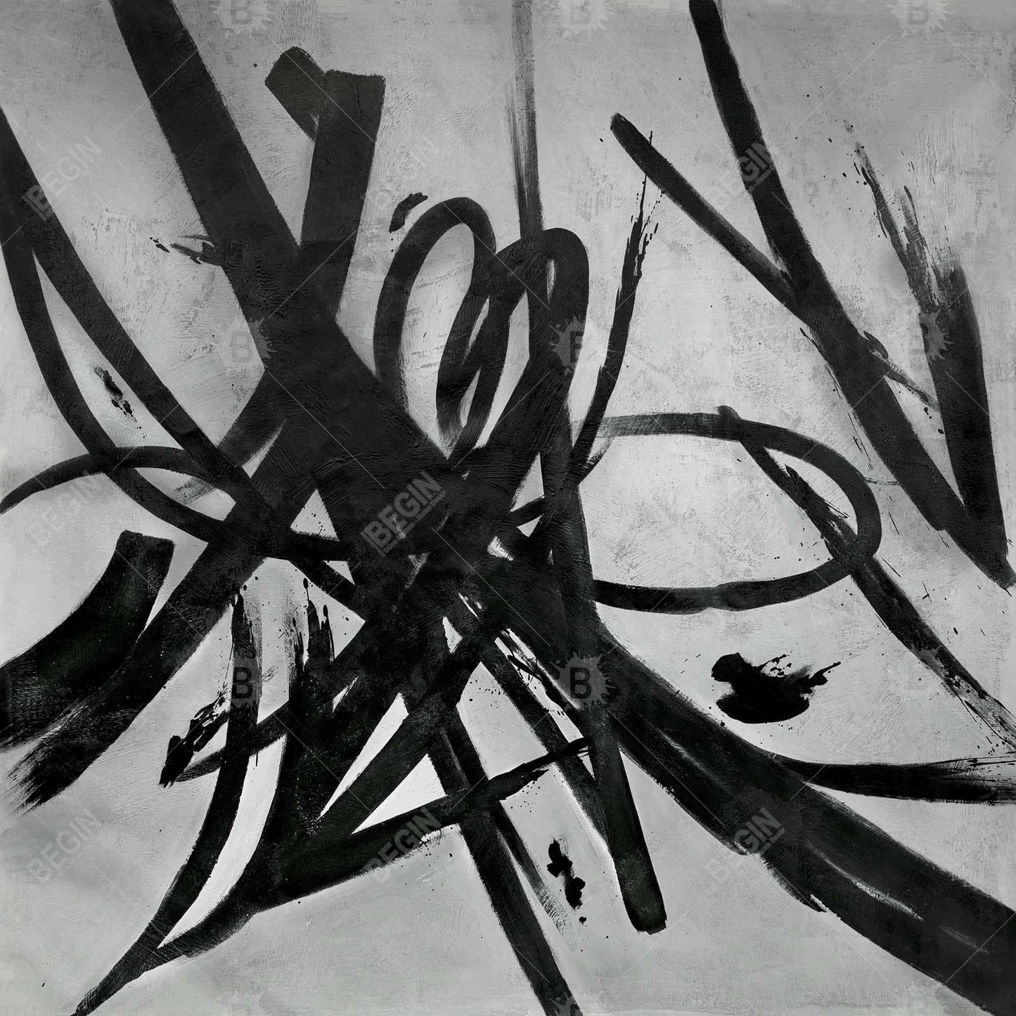 Toile minimaliste à traits circulaires - Décoration de salon abstraite