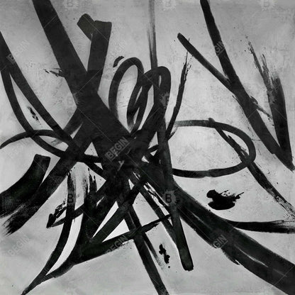 Toile minimaliste à traits circulaires - Décoration de salon abstraite