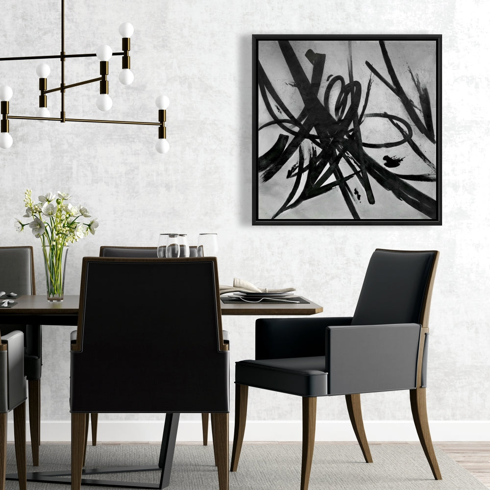 Toile minimaliste à traits circulaires - Décoration de salon abstraite