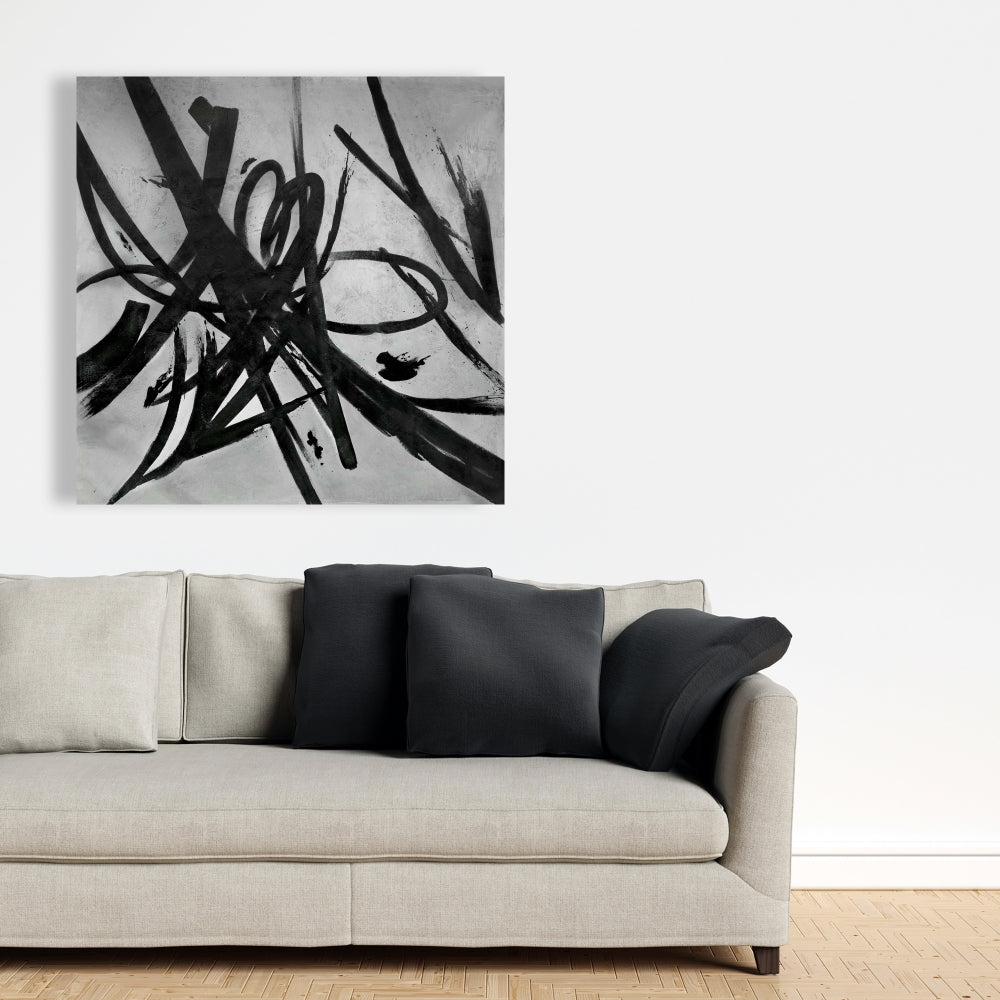 Gray Abstract Minimalist Canvas - Circular Strokes Home Decor