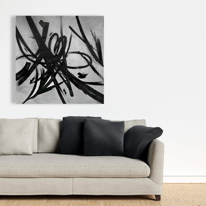 Gray Abstract Minimalist Canvas - Circular Strokes Home Decor