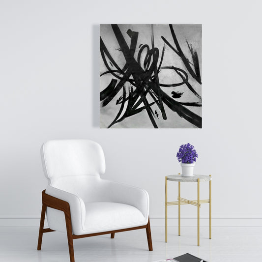 Gray Abstract Minimalist Canvas - Circular Strokes Home Decor