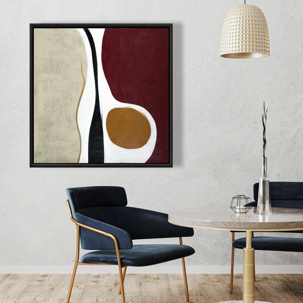 Retro Abstract Shapes Framed Canvas - Multiform Home Decor