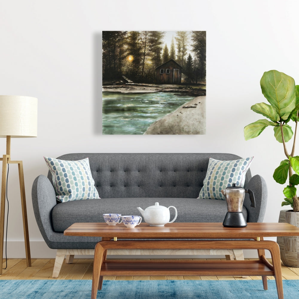 Rustic Landscapes Brown Canvas | Cabin in the Forest Decor